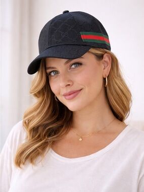 Gucci Black Logo Pattern Ball Cap Hat